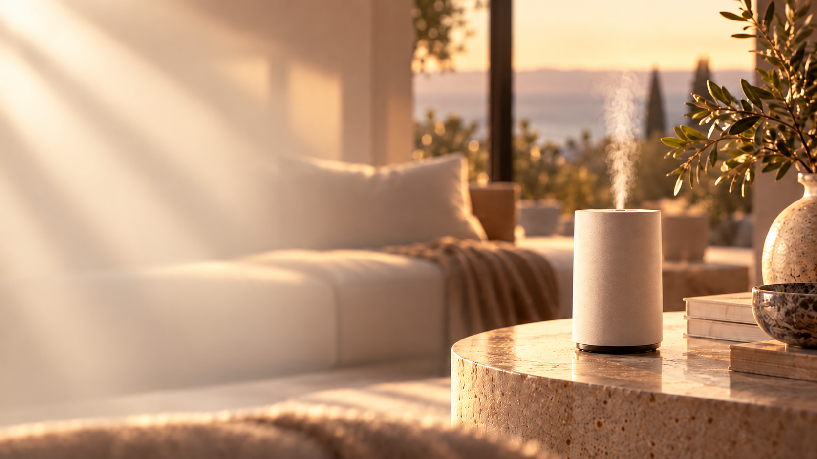 NIVORA diffuser styled in a warm home interior